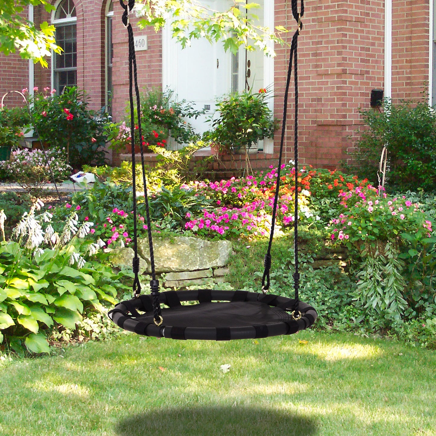 HOMCOM Garden Swing with Breathable Net for Children Φ60x3.5cm Black