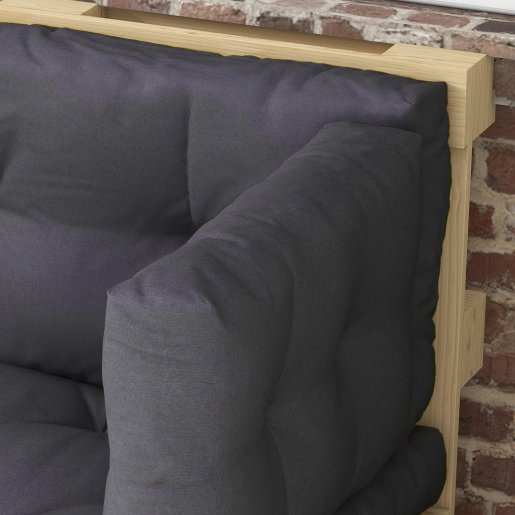Set of 3 Garden Cushions for Sofas and Pallets in Polyester with Thick Padding, Charcoal Gray - Borgè