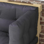 Set of 3 Garden Cushions for Sofas and Pallets in Polyester with Thick Padding, Charcoal Gray - Borgè
