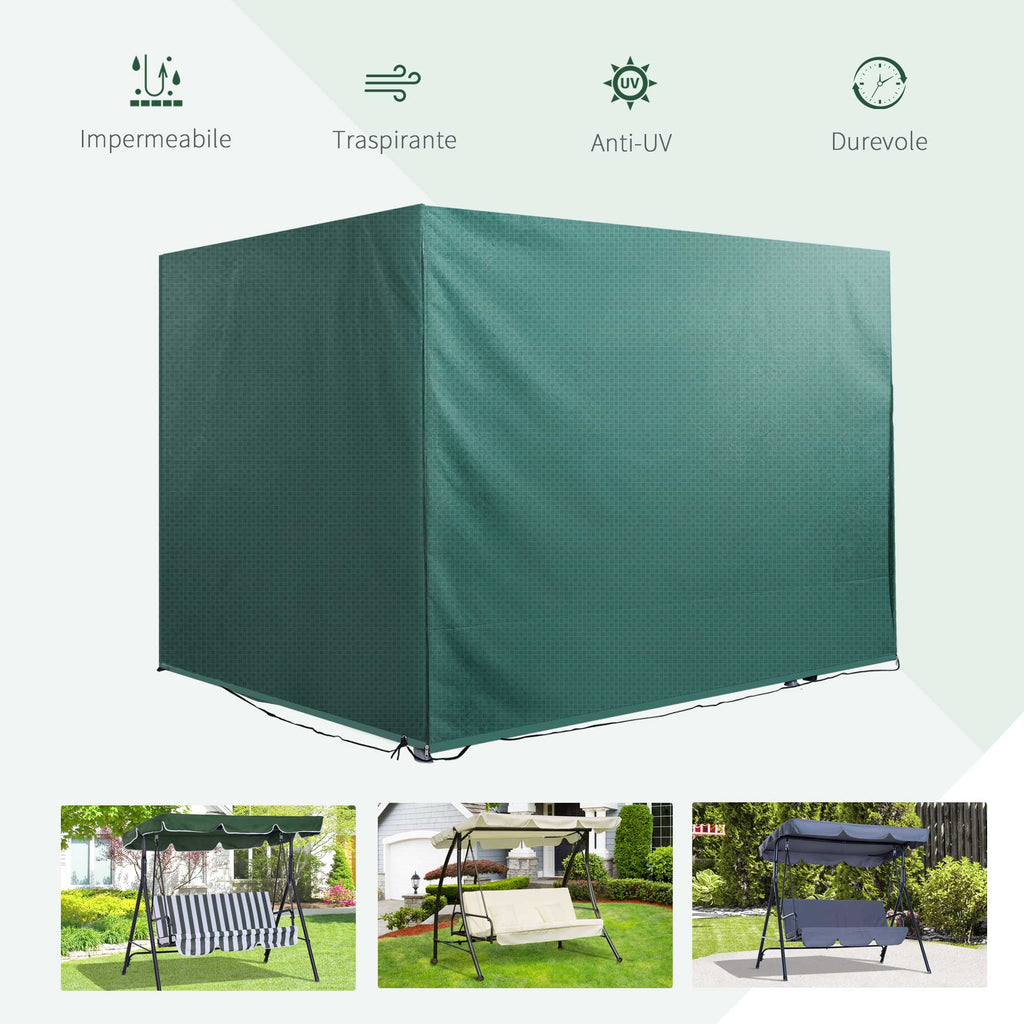 Garden Swing Cover Waterproof Anti-UV Anti-Mold with PE Fixing 215x155x150cm Green