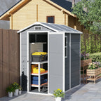 Resin Garden Shed with Floor, Lockable Door and Window, 1.3 x 1.8 m, Grey