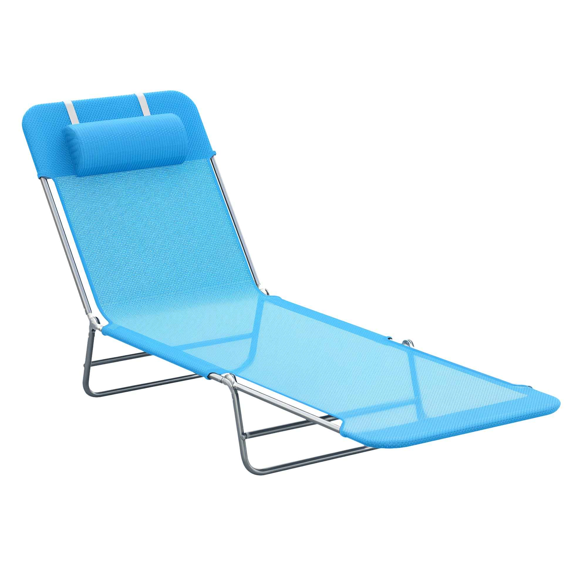 Outsunny Folding Sun Lounger with Reclining Backrest and Cushion, 182x56x24.5cm