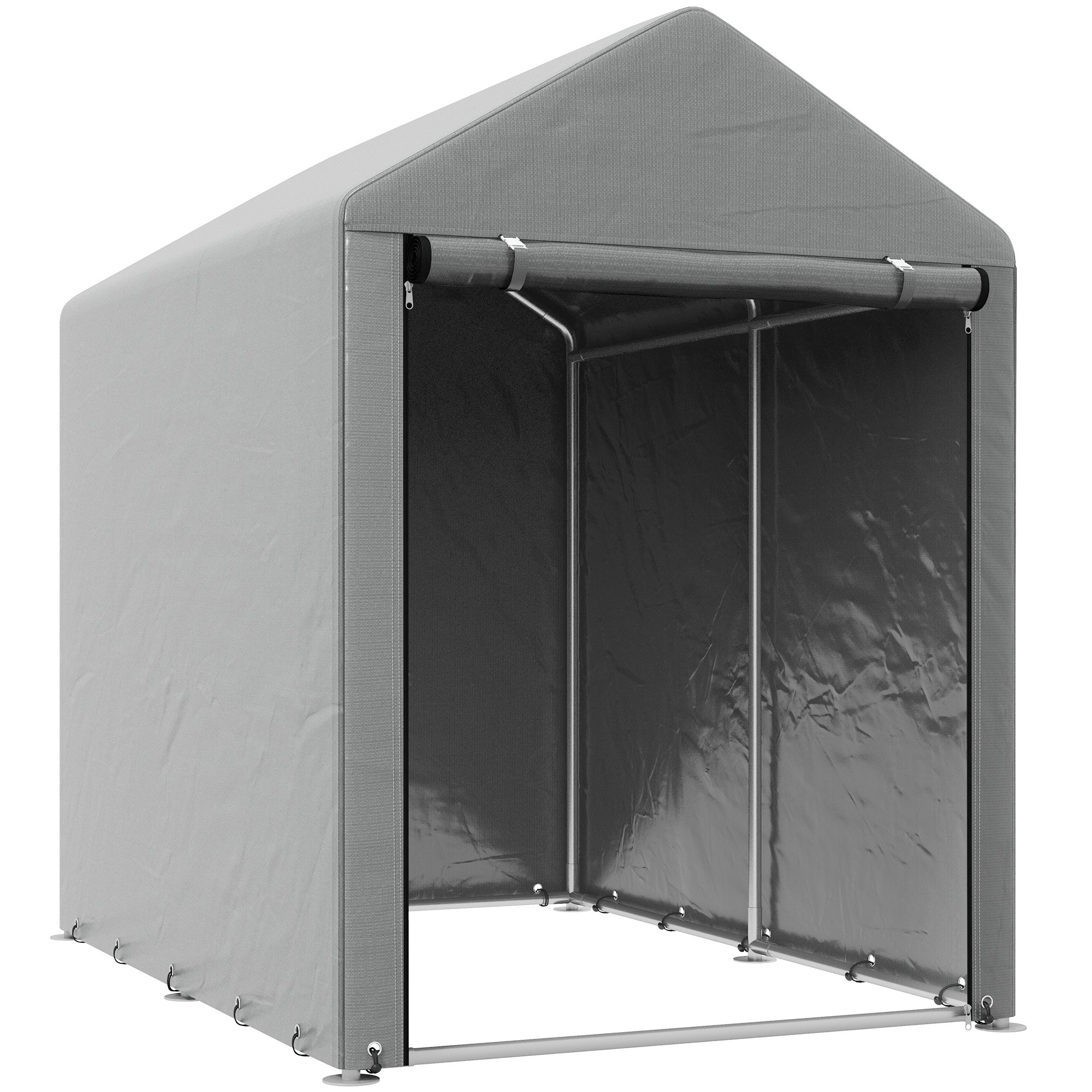 Tool Shed Garage Tent with UV Cover and Metal Frame, 120x179x165cm, Light Grey