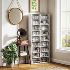 HOMCOM CD and DVD Shelves 18 Compartments Max. Capacity 640 CDs/360 DVDs 430 Blu-rays 78.5 x 24 x 175 cm White