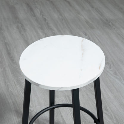 MARLI - 3 Piece Set with Rectangular Table and 2 Bar Stools in Chipboard, MDF and Steel, White and Black