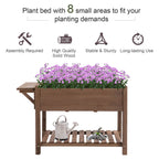 Outsunny bed for raised wooden vegetable garden with folding shelf and lower shelf, 123x54x74cm - Borgè
