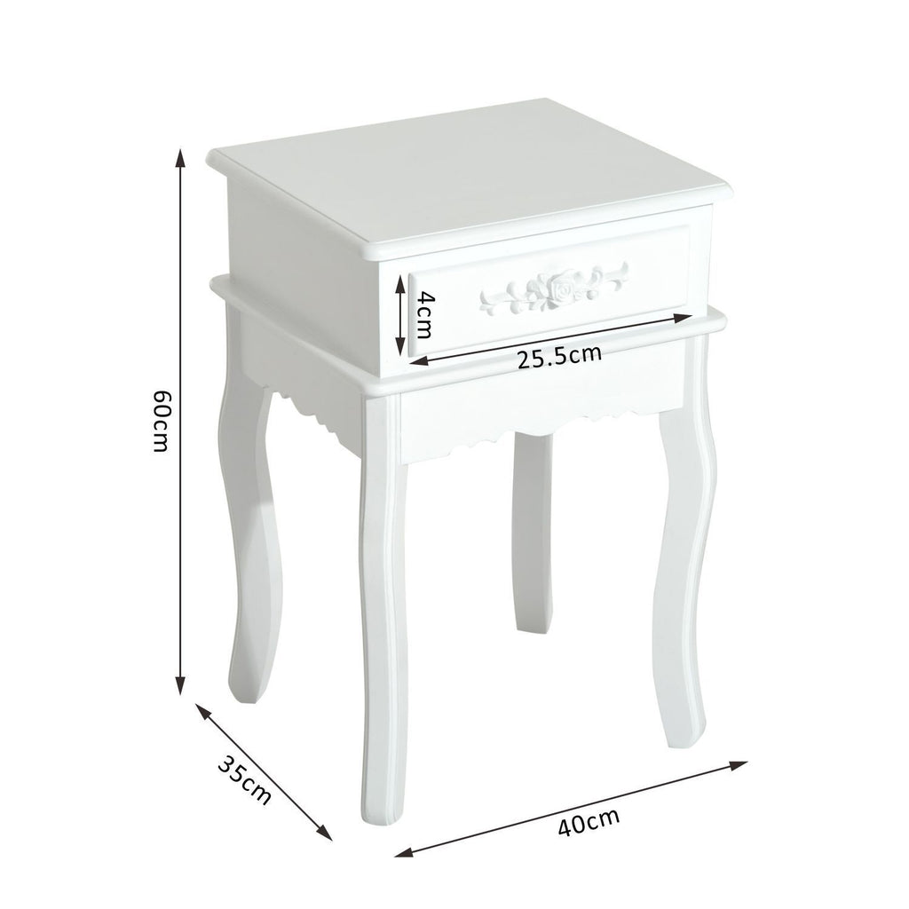HOMCOM Modern Bedside Table with Drawer Multipurpose Wooden Cabinet