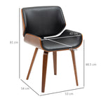 Set of 2 Vintage Style Dining Chairs Padded in Wood and PU Faux Leather, Black and Wood