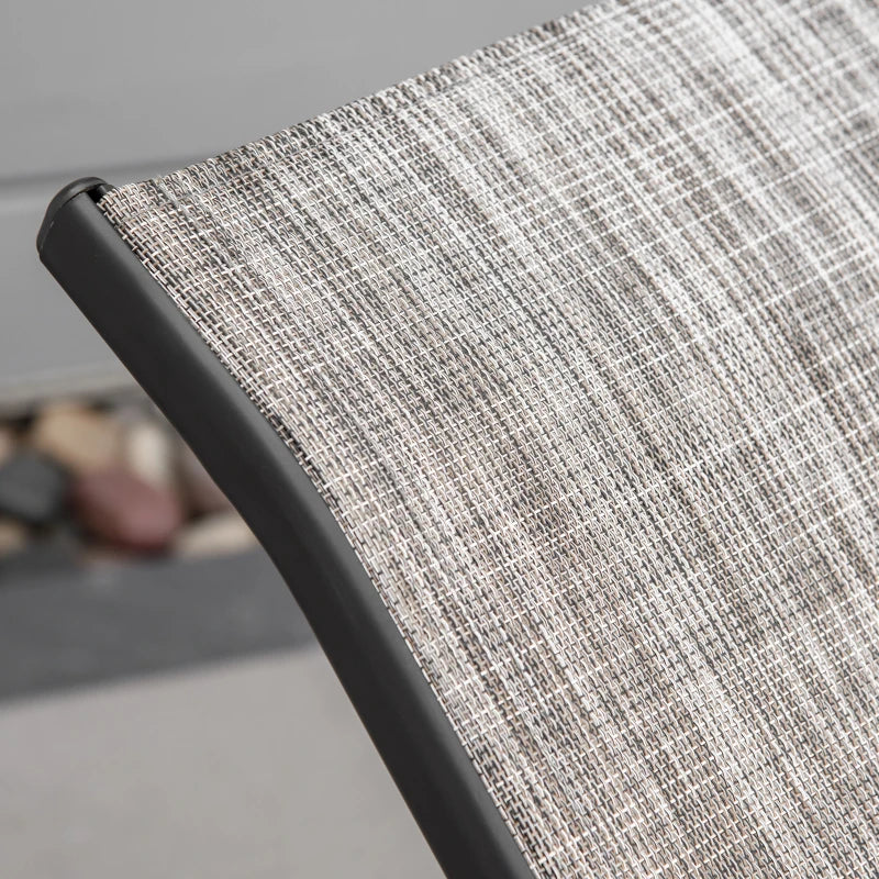Ergonomic Folding Outdoor Sun Lounger in Metal and Mesh Fabric, 170x62x68cm, Grey - Borge' Group Limited