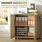 Mobile Office Multipurpose Document Holder with Lock, 2 Doors and Internal Shelf, 80x40x80 cm, Oak