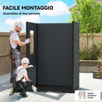 Outsunny 2-Door Tool Shed with Windows and Air Vents, PP and Aluminum, 128x104x196 cm, Dark Gray