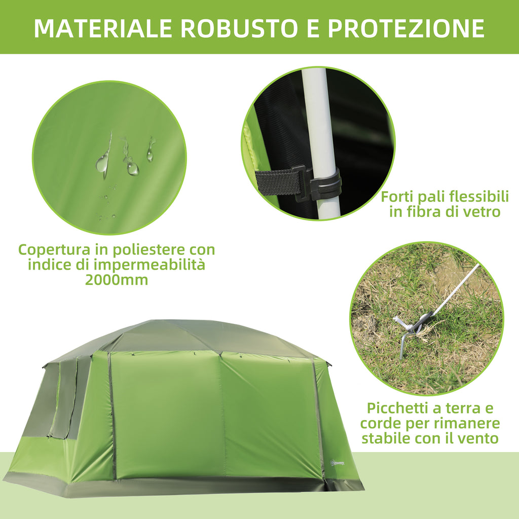 Camping Tent with Veranda, Family Tent for 8 People, Polyester, 405x305x225cm