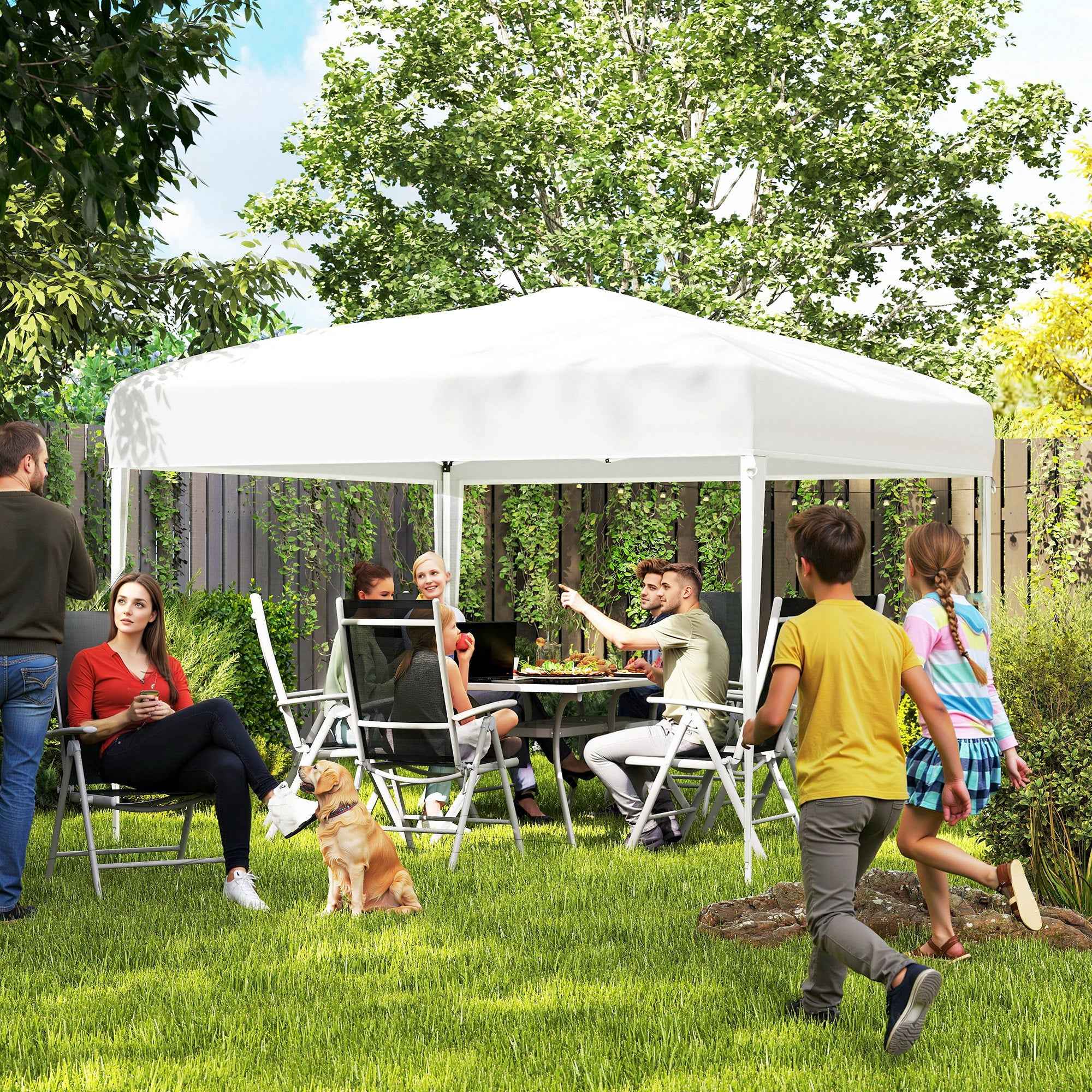 Outsunny Folding Gazebo with Ropes and Garden Pegs