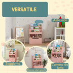 Small Children's Bookcase with MDF Shelves and Drawer, 60x29.9x90cm, Pink