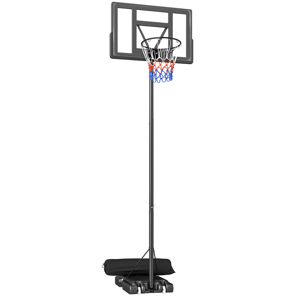 SPORTNOW Basketball Hoop with Adjustable Height 1.3-3m, Fillable Base and Wheels, Black
