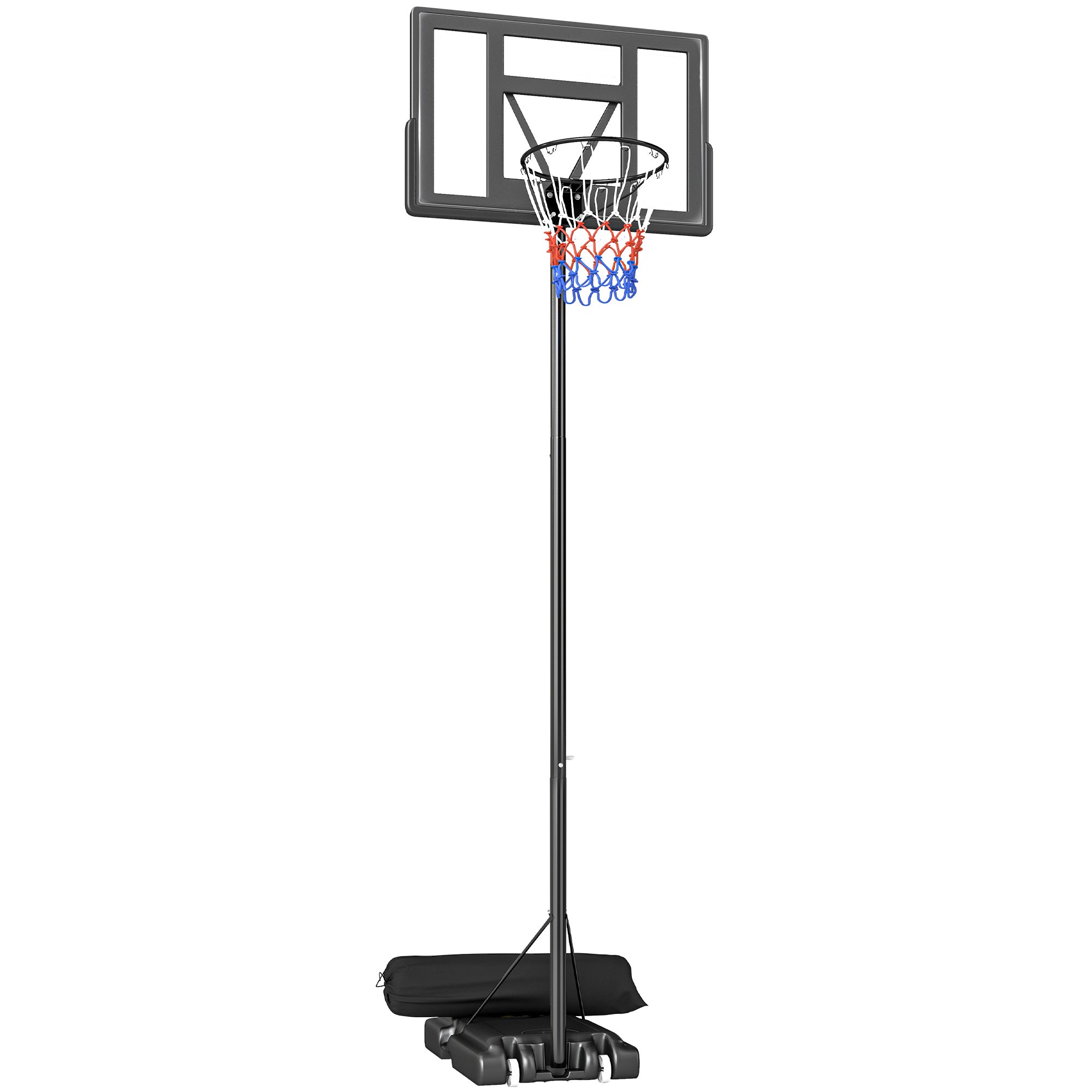 SPORTNOW Basketball Hoop with Adjustable Height 1.3-3m, Fillable Base and Wheels, Black