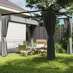 Outsunny Garden Pergola with Retractable Roof and Awnings, Metal and Polyester, 300x300x227 cm, Light Grey