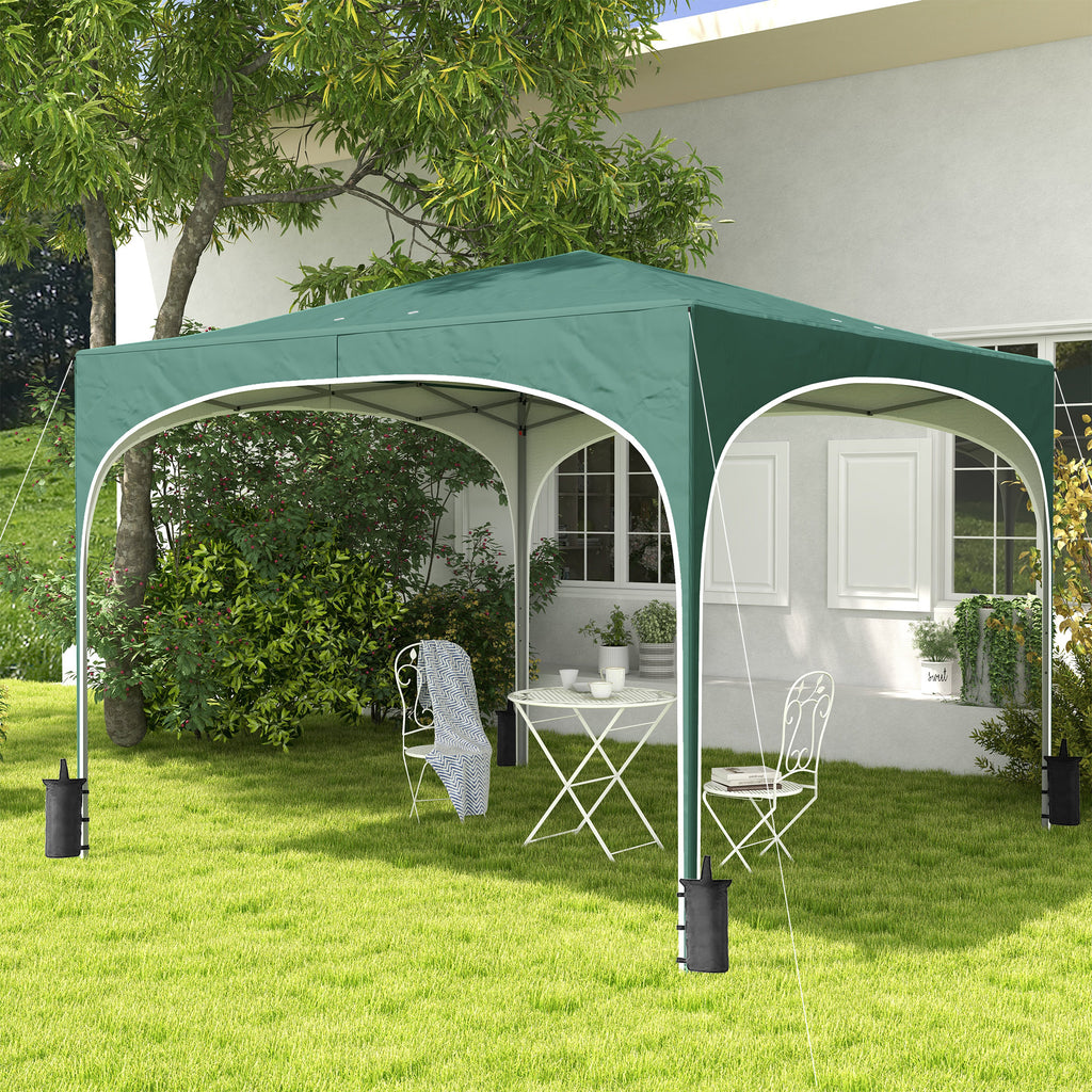 Gazebo, Adjustable Height Garden Gazebo with Drainage Holes and Carry Bag, Metal, Green - Borgè