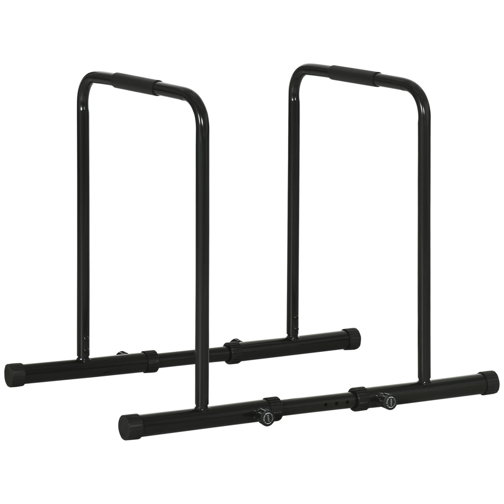 SPORTNOW Adjustable Height Steel Dip Bar with 6 Adjustable Lengths, 90-102x65x80-90 cm, Black