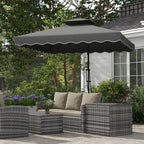 Cantilever Umbrella with Double Roof, Crank Opening and Cross Base, 2.5x2.5m, Grey