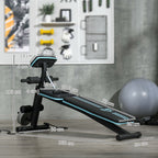 Folding Multifunctional Bench with 7-Level Adjustable Backrest, Leg Extension, Pad and Elastic Bands, Blue