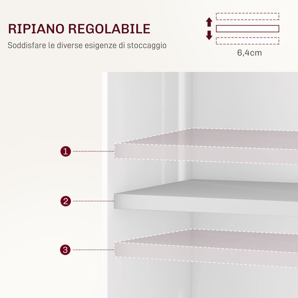 HOMCOM Folding Leaf Table with 3-Level Shelves, Box and Wheels, in MDF, 130x80x76.5 cm, White - Borgè