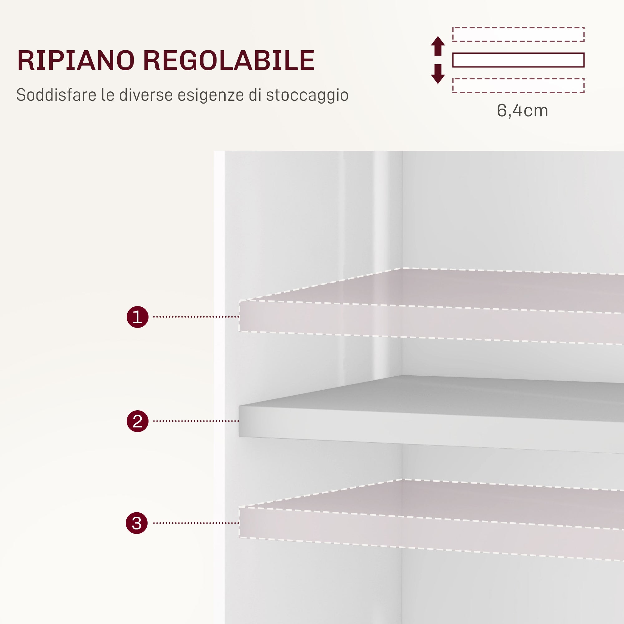 HOMCOM Folding Leaf Table with 3-Level Shelves, Box and Wheels, in MDF, 130x80x76.5 cm, White - Borgè