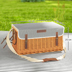 Picnic Basket for 4 People with Table and Corkscrew, Wicker, 51x33x25 cm, Light Brown