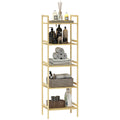 Bathroom Shelf with 5 Height-Adjustable Shelves in Bamboo, 43.5x31.5x142 cm, Natural Wood