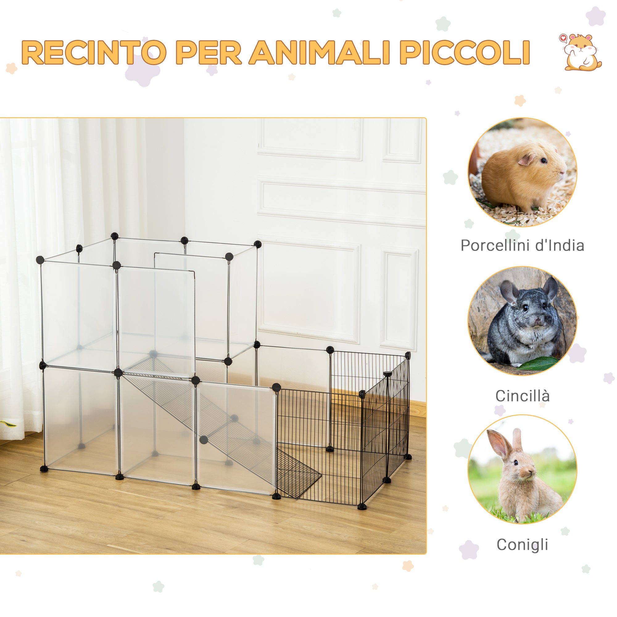 Modular Enclosure for Rabbits and Small Animals, 27 Steel and Resin Panels
