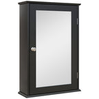 kleankin Bathroom Cabinet with Mirror and Magnetic Closure Door, 41x14x60 cm, Black