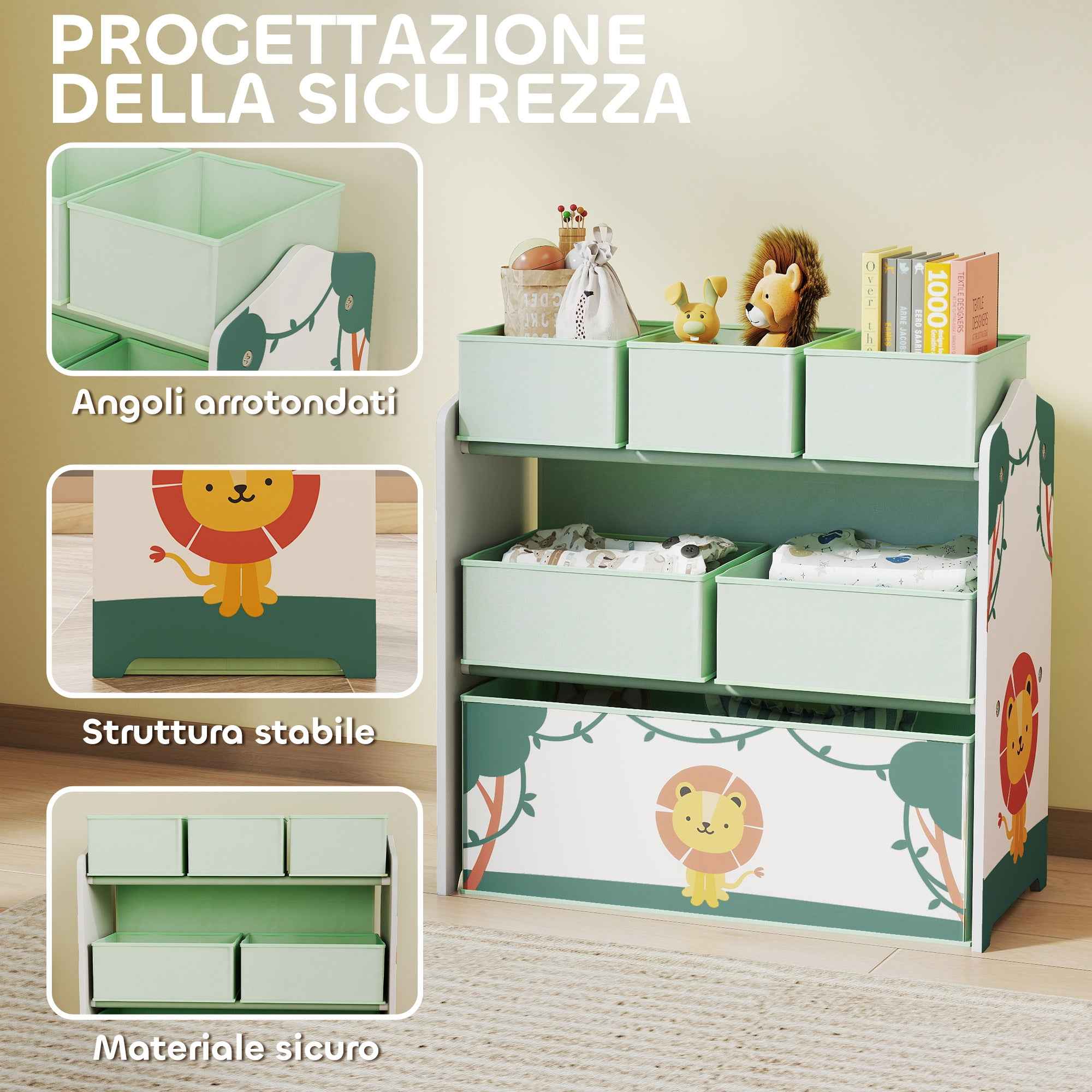 Children's Toy Storage Shelf, 3-Tier, Green