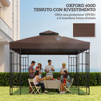 Outsunny 3x3m UPF30+ 2-Tier Coffee Polyester Garden Gazebo Cover