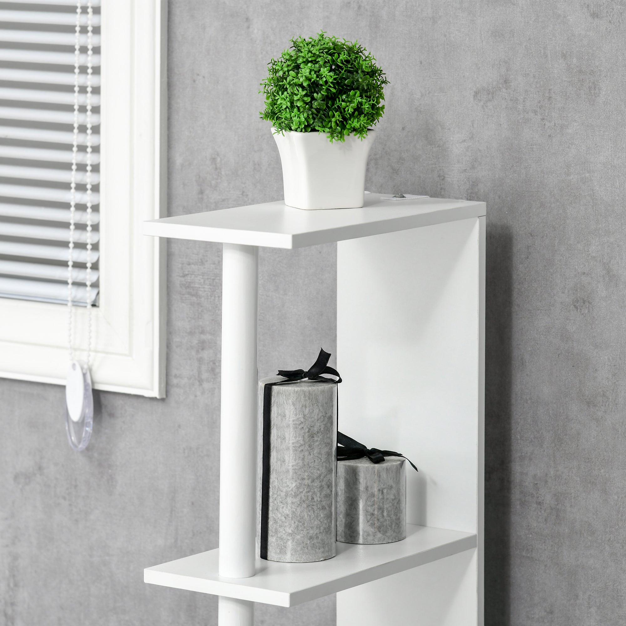 kleankin Bathroom Column with 2 Shelves and 2 Cabinets, Space-Saving Tall Cabinet 15.2x29.8x118 cm, White