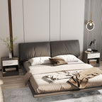 Set of 2 Modern Bedside Tables with Open Shelf and Drawer, Wooden, 39x28x41 cm, White and Dark Grey