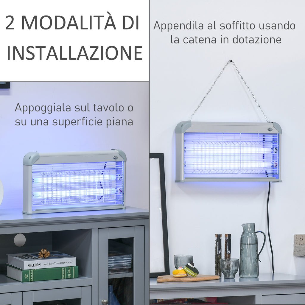 Outdoor and Indoor Electric Insect Killer with UV Mosquito Lamp for 60m², 30W Electric Mosquito Killer Grey