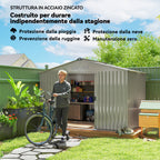 Outsunny Metal Garden Shed with Air Vents and Double Sliding Door, 277x195x192 cm, Silver
