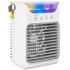 HOMCOM Table Fan with 3 Speeds, RGB Light and Adjustable Head, White