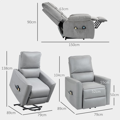 Lifting Recliner Armchair with 8 Massage Points, Heating and Remote Control, Light Grey