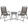 Outsunny 3-Piece Garden Set with 2 Chairs 53.5x64x93 cm and Coffee Table Ø45x50 cm, Metal, Brown