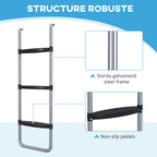 Adjustable Elastic Trampoline Ladder with 3 or 2 Steel Steps, 97x32cm, Silver - Borgè
