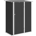 Outsunny Metal Tool Shed with Sloped Roof and Lockable Door, 142x86x189 cm, Dark Grey