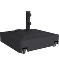 Outsunny Wheeled Umbrella Base with Brakes, Water 40kg/Sand 61kg, for Ø35/38/48mm Umbrella Poles, Black