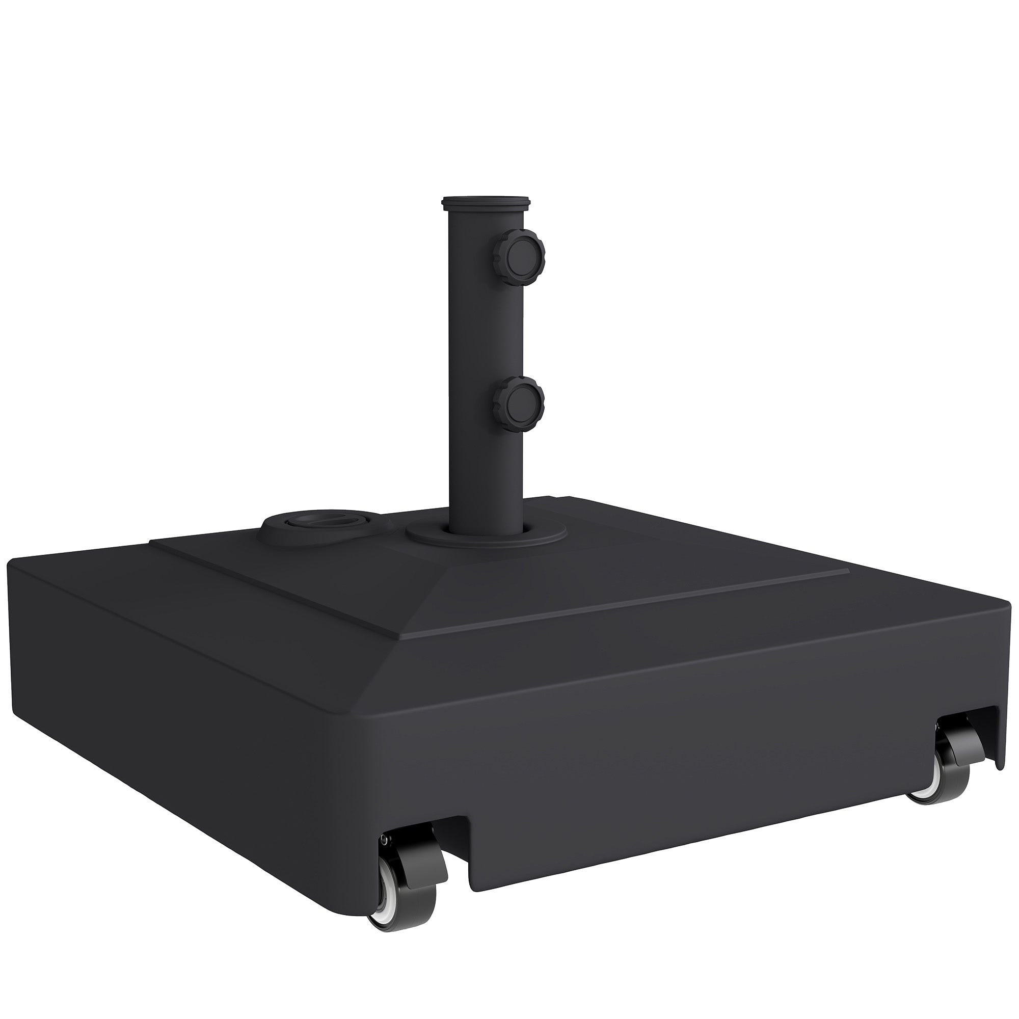 Outsunny Wheeled Umbrella Base with Brakes, Water 40kg/Sand 61kg, for Ø35/38/48mm Umbrella Poles, Black
