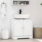 HOMCOM 2-Door Bathroom Vanity Unit with 3-Tier Adjustable Shelf, Wooden, 60x30x65 cm, White