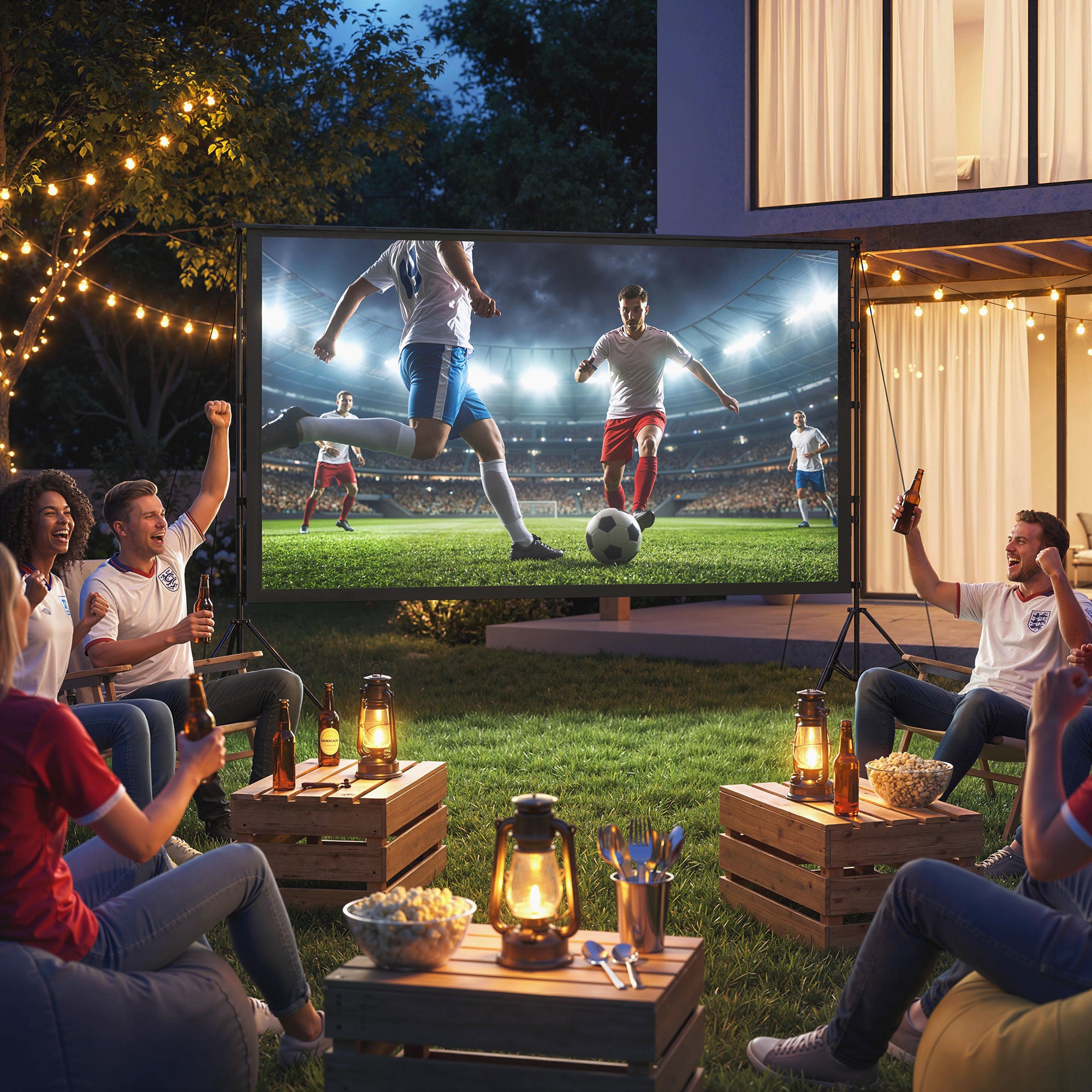 HOMCOM 120" 16:9 HD 4K/8K Projector Screen, 160° Viewing Angle, Double-Sided and Foldable Tripod, White