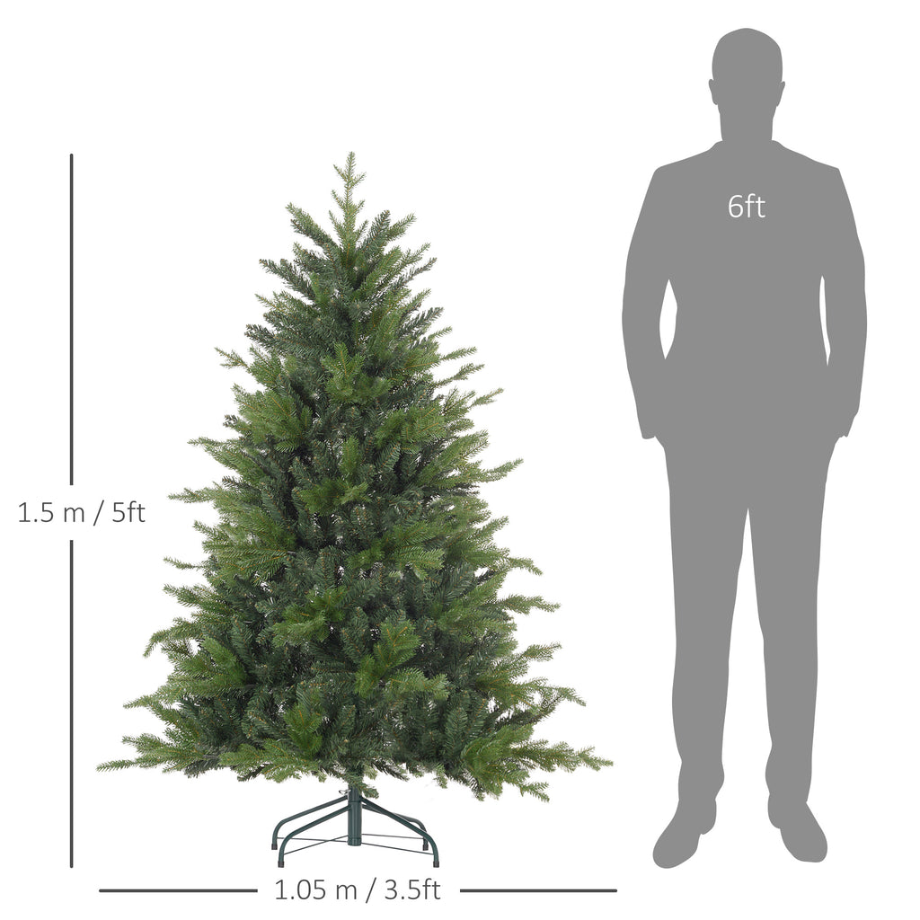 150cm Green Plastic Christmas Tree with Metal Base and 1309 Fireproof Branches