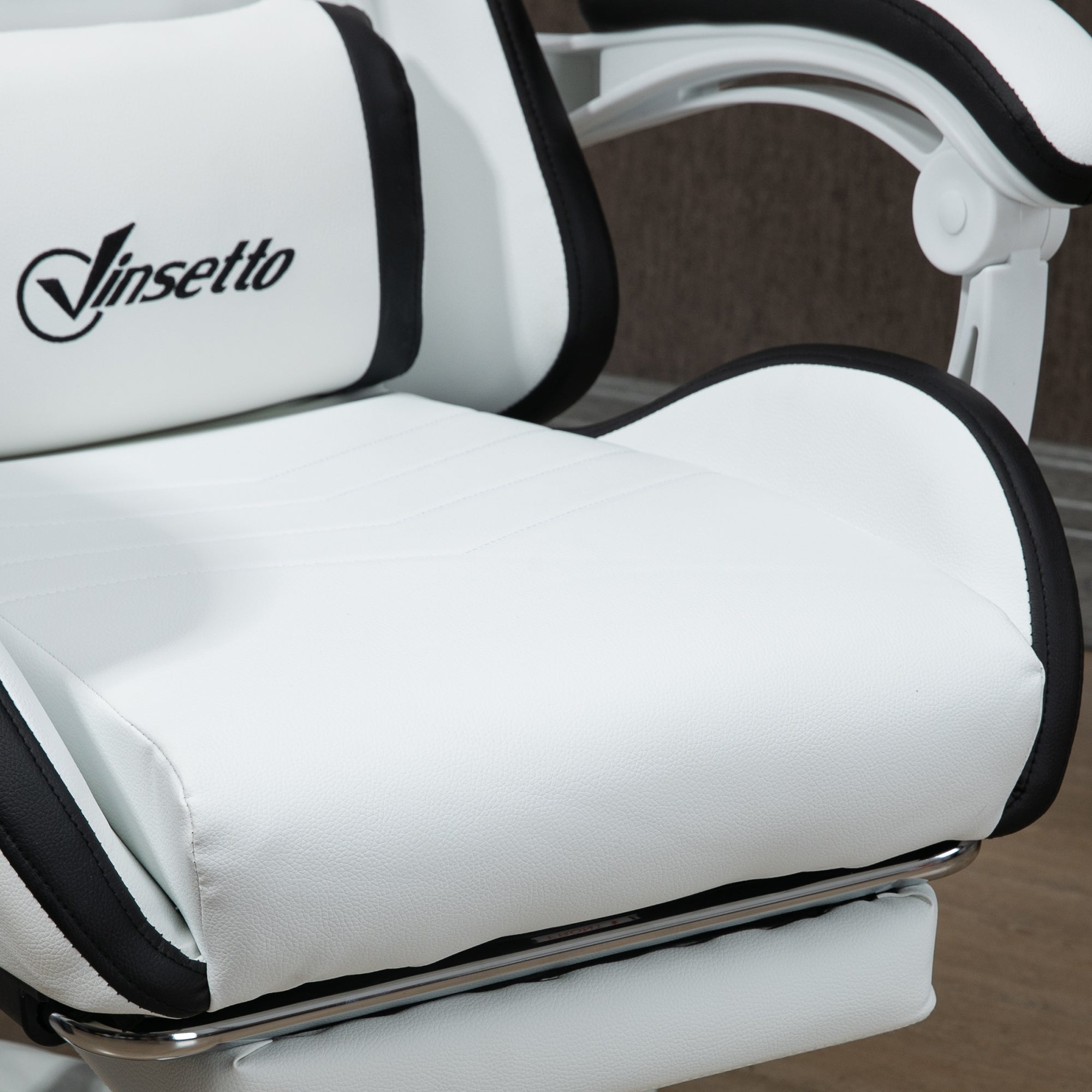 Gaming Chair with Adjustable Height and Reclining Backrest, 65x65x121-129 cm, Black and White