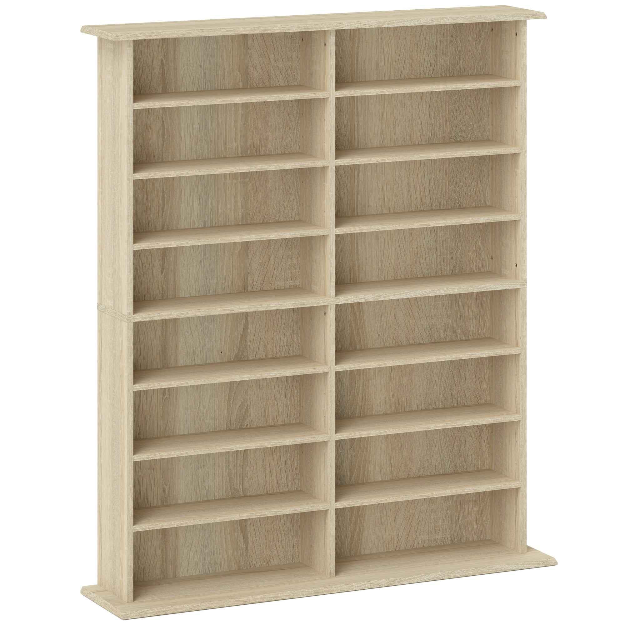HOMCOM 16-Tier Modern Design Wooden CD Bookcase, 106.5x24x126.3 cm, Natural