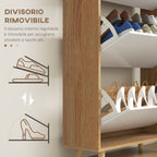 HOMCOM Space-saving 3-drawer shoe rack with adjustable shelf for 18-24 pairs of shoes, 72x24x119cm, White - Borgè